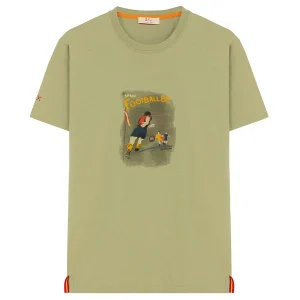 CAMISETA ESTAMPADO DIBUJADO PARTIDO FÚTBOL VERDE SALVIA