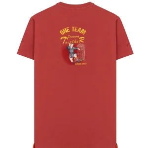 CAMISETA ESTAMPADO GRÁFICO DESGASTADO FÚTBOL ROJO DELAVÉ