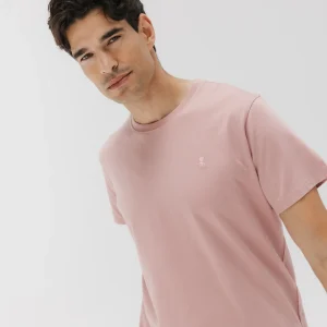 CAMISETA BÁSICA BORDADO ROSA PIEDRA