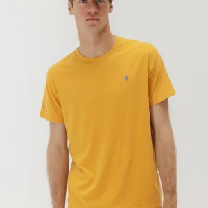 CAMISETA BORDADO LOGO CONTRASTE MOSTAZA