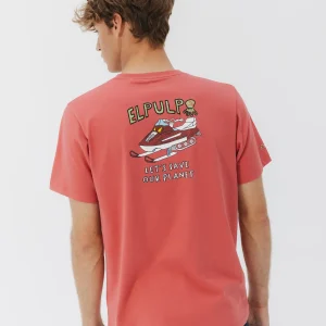 CAMISETA LET´S SAVE OUR PLANET ROJO DELAVÉ