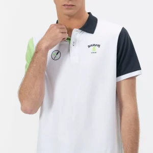 POLO COLOR BLOCK ESTAMPADO BLANCO PURO