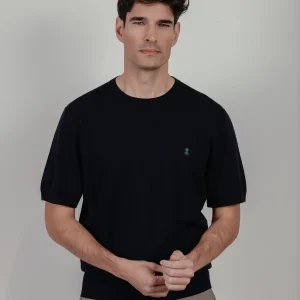 Camiseta de punto básica logo azul marino