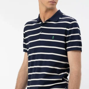 POLO DE PUNTO EXTRAFINO RAYAS AZUL MARINO