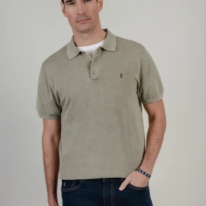 Polo lavado básico verde salvia