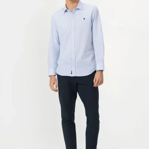 CAMISA POPELIN CUELLO ITALIANO VICHY AZUL