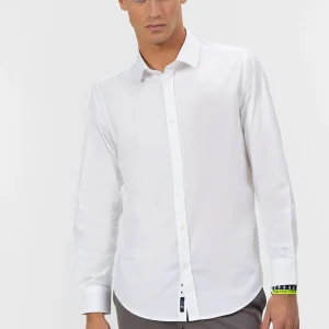 CAMISA CUELLO ITALIANO POPELIN ELÁSTICO BLANCO PURO