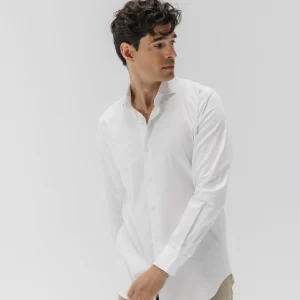 Camisa vestir popelín elástico blanco puro