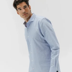CAMISA SEMIVESTIR OXFORD RAYA AZUL CELESTE