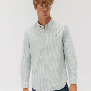 CAMISA CASUAL OXFORD RAYA ANCHA VERDE