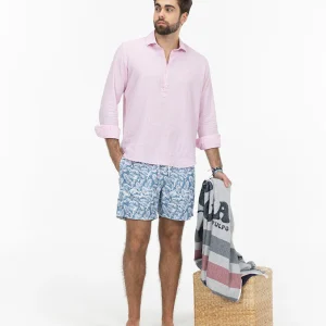 BAÑADOR ESTAMPADO HOJAS AZUL MARINO DELAVÉ