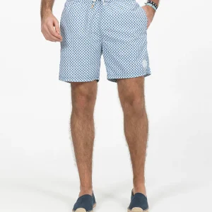 BAÑADOR ESTAMPADO GEOMÉTRICO AZUL MARINO DELAVÉ