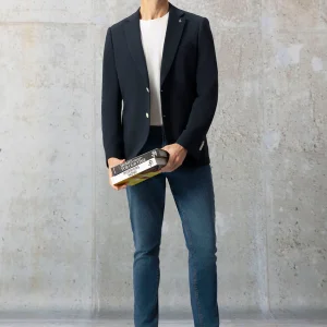 AMERICANA CIERRE FRONTAL AZUL MARINO