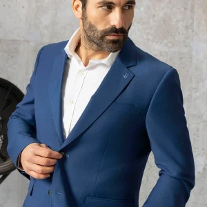 AMERICANA TRAJE MICRODIBUJO AZUL MARINO