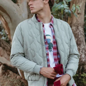 BOMBER ACOLCHADA SVEN VERDE GRISACEO