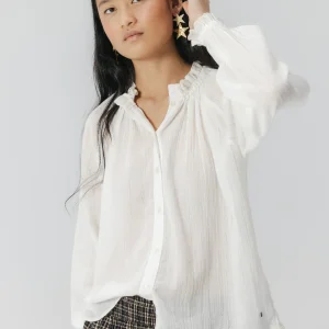 CAMISA TEEN GOMAS TEJIDO BORDADO BLANCO PURO