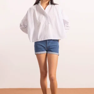 CAMISA TEEN POLERA RAYAS LÚREX BLANCO PURO