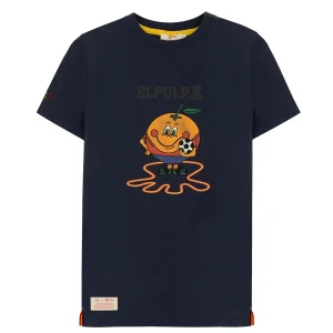 CAMISETA NIÑO ESTAMPADO ELPULPO Y NARANJITO AZUL MARINO DELAVÉ