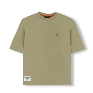 CAMISETA NIÑO BORDADO LOGO ELPULPO A TONO  VERDE SALVIA