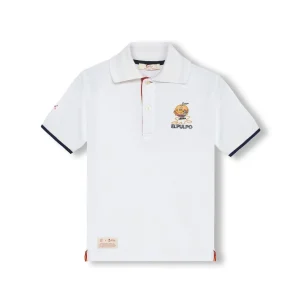 POLO NIÑO ESTAMPADO ELPULPO Y NARANJITO CONTRASTES BLANCO PURO
