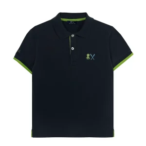 POLO NIÑO BORDADO ESENCIALES AZUL MARINO