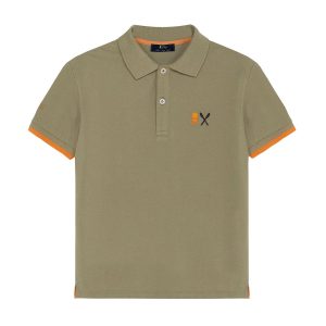 POLO NIÑO BORDADO ESENCIALES VERDE SALVIA