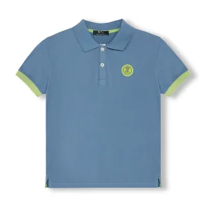 POLO NIÑO LAVADO PARCHE CONTRASTE ÍNDIGO