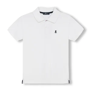 POLO NIÑO LAVADO BORDADOS A CONTRASTE BLANCO PURO