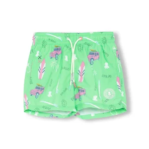BAÑADOR NIÑO ESTAMPADO SURFBOARDS VERDE PISTACHO