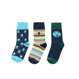 CALCETINES NIÑO LOGOS COLORES Y EMBLEMA PACK 3 MULTICOLOR