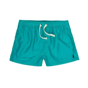 BAÑADOR NIÑO BASIC LOGO VERDE AGUA