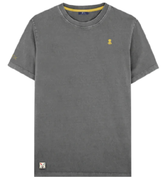 CAMISETA BORDADO LOGO CONTRASTE CARBÓN