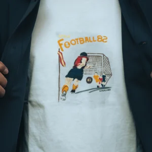 CAMISETA ESTAMPADO DIBUJADO PARTIDO FÚTBOL BLANCO PURO