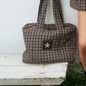 Tote bag acolchada teen cuadros negro