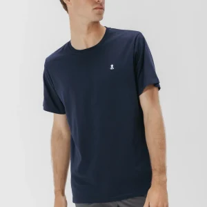 Camiseta bordado logo contraste azul marino