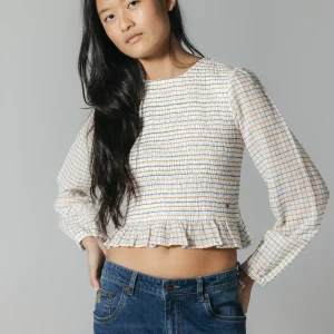 CAMISA TEEN PUÑO LAZO TEJIDO CUADROS BLANCO PURO