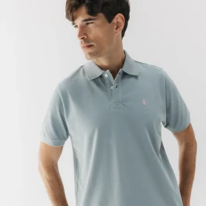 POLO LAVADO BORDADO A CONTRASTE AZUL GRISÁCEO