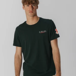 CAMISETA ESTAMPADO TRIPLE LOGO DESGASTADO VERDE BOTELLA