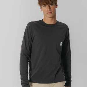 CAMISETA MANGA LARGA BOLSILLO ETIQUETA ANTRACITA