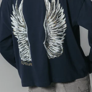 CAMISETA TEEN MANGA LARGA ESTAMPADO LOVE WINGS AZUL MARINO