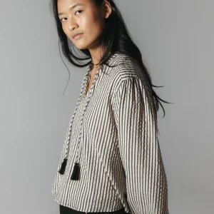 BLUSA TEEN DOBLE CORDÓN RAYAS NEGRO