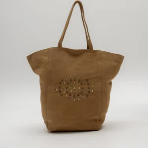 BOLSO SHOPPER PIEL TACHAS CAMEL